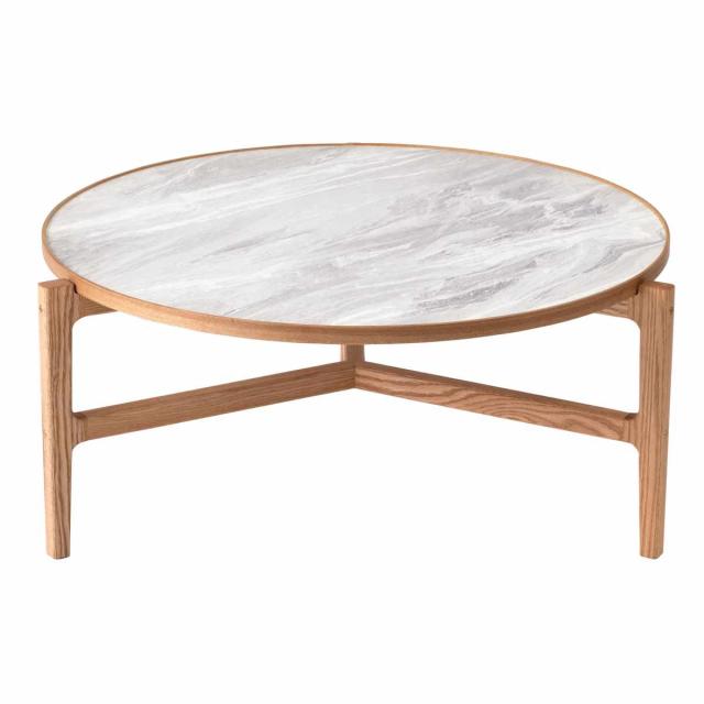 form ローテーブル型 幅86.5cm クロッカス （ リビングテーブル センターテーブル 木製 天然木 石目調 天板 形 テーブル 机 完成品 リビング 3本脚 丸テーブル ソファテーブル コーヒーテーブル ）_18