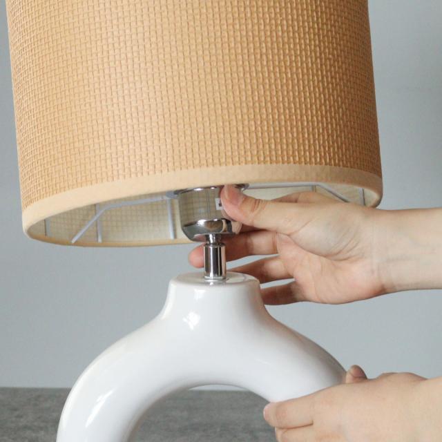 テーブルライト LED対応 電球付き SHAURA 陶器 布シェード （ シャウラ 卓上 ライト 照明 ジュート風 シェード 北欧 ナチュラル おしゃれ シンプル ）_10