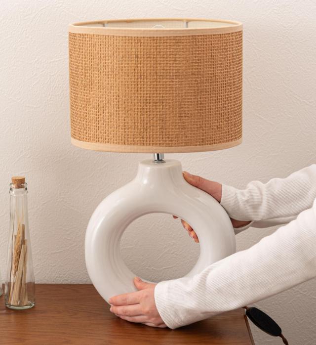 テーブルライト LED対応 電球付き SHAURA 陶器 布シェード （ シャウラ 卓上 ライト 照明 ジュート風 シェード 北欧 ナチュラル おしゃれ シンプル ）_13