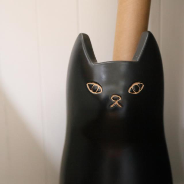 傘立て ネコ 45cm 陶器 （ 傘たて 猫 玄関収納 スリム アンブレラ