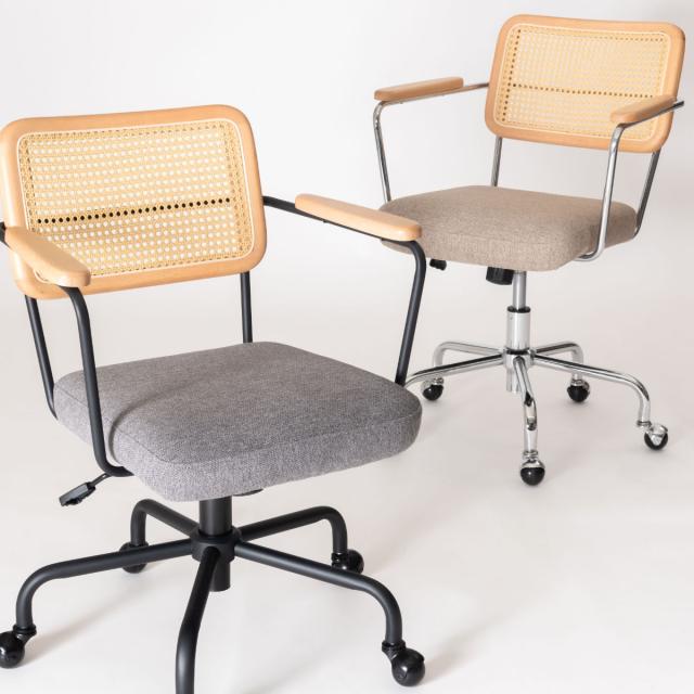 form オフィスチェア 昇降式 座面高44〜51cm デスクチェア エルダー （ ワークチェア パソコンチェア キャスター付き ラタン調 天然木 木製 肘掛け スチール 学習椅子 勉強椅子 座面 高さ調節 イス オフィス 仕事 ）_16