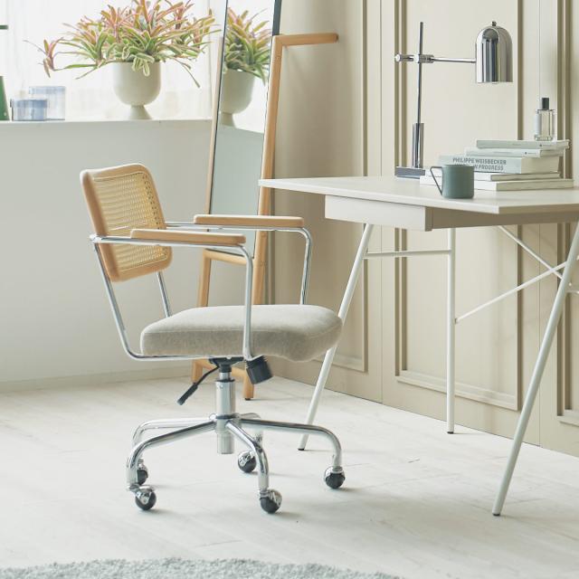 form オフィスチェア 昇降式 座面高44〜51cm デスクチェア エルダー （ ワークチェア パソコンチェア キャスター付き ラタン調 天然木 木製 肘掛け スチール 学習椅子 勉強椅子 座面 高さ調節 イス オフィス 仕事 ）_17