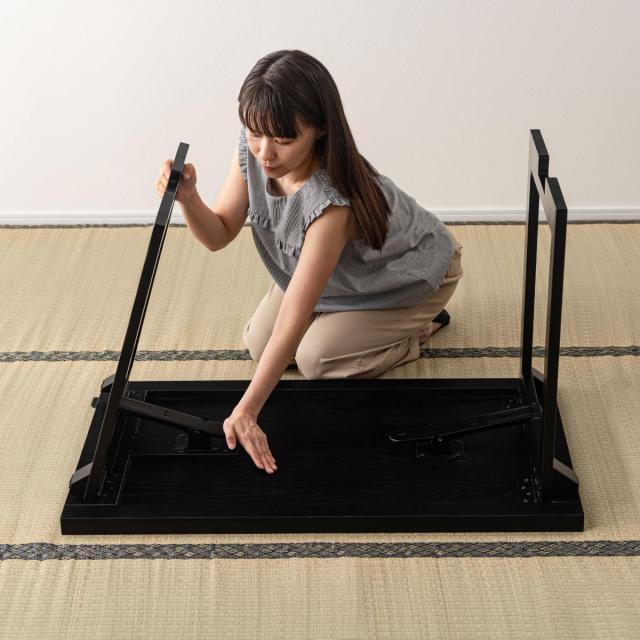 テーブル 幅95cm 折りたたみ 法事テーブル （ 机 折り畳み 1人用 2WAY ハイテーブル ローテーブル フォールディング 木目調 お座敷 座敷 法事 和風 完成品 写経 奥行60cm 料亭 旅館 神社 お寺 宴会 シンプル ）_3