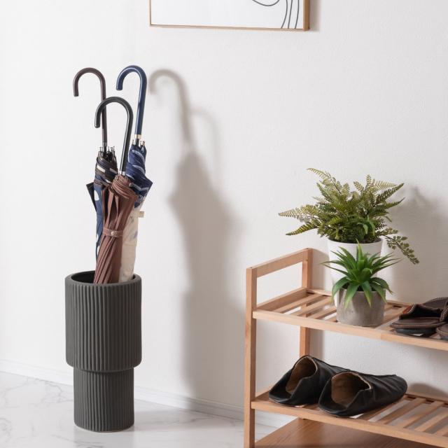 モダンなデザインが目を引く 陶器製 傘立て 傘立て 陶器 モダン コーデュロイ模様風 （ 傘たて 傘 収納 おしゃれ