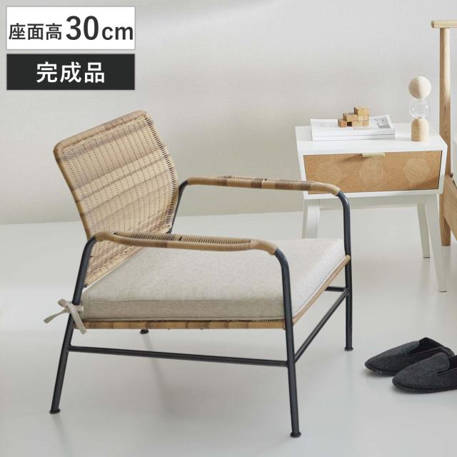チェア 座面高30cm ラタン調 パーソナルチェア 完成品 （ チェアー 