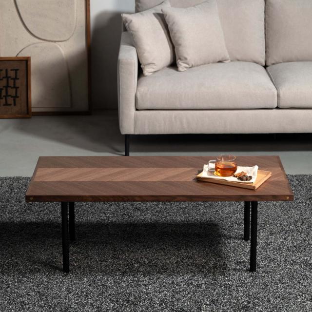 form ローテーブル 幅110cm 木製 天然木 ヘリンボーン ジュニパー （ テーブル 机 長方形 奥行50cm センターテーブル リビングテーブル リビング 木製テーブル おしゃれ コーヒーテーブル スチール ）