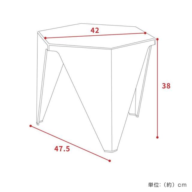 サイドテーブル 高さ38cm おしゃれ 完成品 （ ミニテーブル テーブル ソファサイド ベッドサイド 立体 オブジェ ポリカーボネート製 軽量 六角形 ナイトテーブル コーヒーテーブル ベッドテーブル 玄関 ディスプレイ 飾り台 軽い ）_3