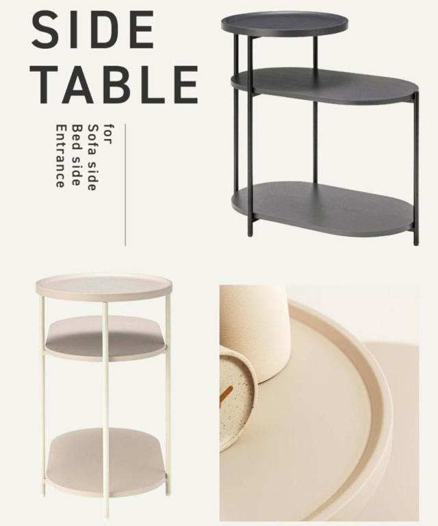 サイドテーブル 高さ63cm 3段 棚付き おしゃれ （ ミニテーブル テーブル ソファサイド ベッドサイド 収納 ラウンドテーブル 玄関 ベッド横 ソファ横 コーヒーテーブル ナイトテーブル ベッドサイドテーブル ディスプレイ 飾り台 ）_6