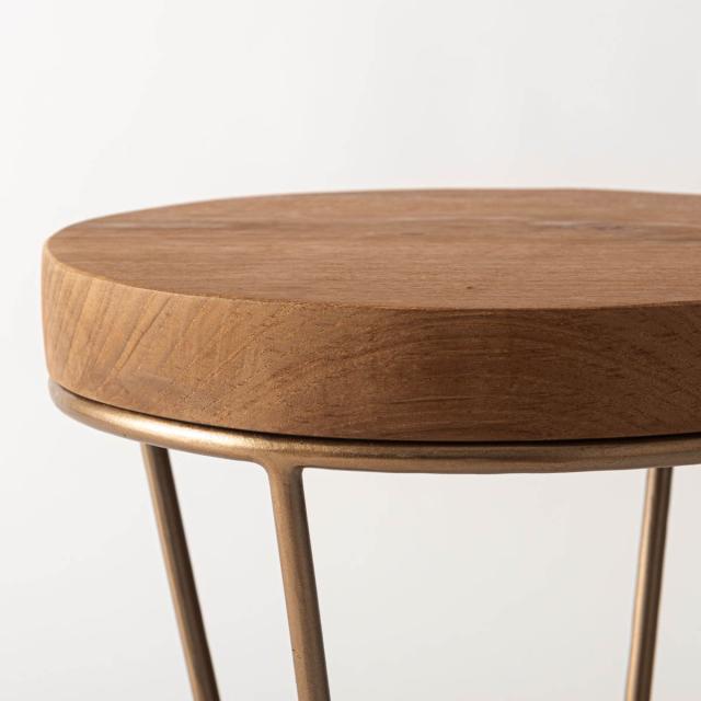 スツール 高さ45cm形 木製天板 完成品 （ チェア チェアー 1人掛け イス いす 椅子 腰掛け 木製 天然木 キッチン 背もたれなし 丸 サイドテーブル 軽量 来客用 サブチェア 玄関 リビング キッチンチェア スチール脚 ディスプレイ ）