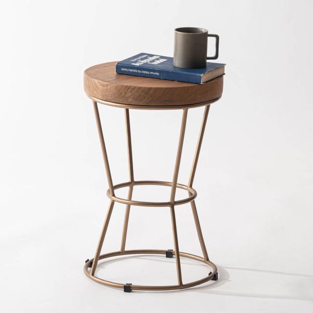 スツール 高さ45cm形 木製天板 完成品 （ チェア チェアー 1人掛け イス いす 椅子 腰掛け 木製 天然木 キッチン 背もたれなし 丸 サイドテーブル 軽量 来客用 サブチェア 玄関 リビング キッチンチェア スチール脚 ディスプレイ ）