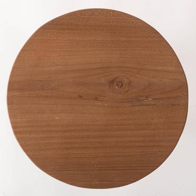 スツール 高さ45cm形 木製天板 完成品 （ チェア チェアー 1人掛け イス いす 椅子 腰掛け 木製 天然木 キッチン 背もたれなし 丸 サイドテーブル 軽量 来客用 サブチェア 玄関 リビング キッチンチェア スチール脚 ディスプレイ ）