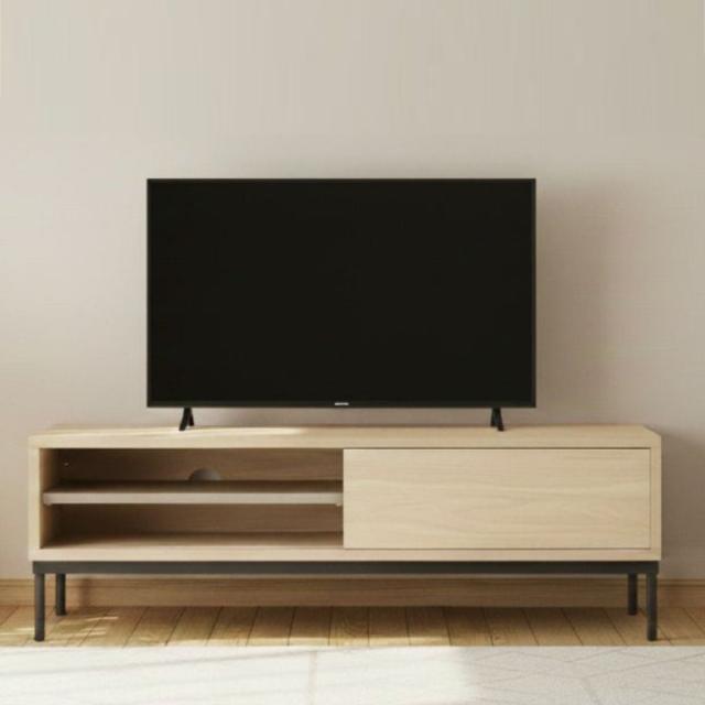 テレビ台 幅120cm 引き戸 脚付き シンプル ローボード （ TV台 AVボード 棚 スライド扉 完成品 リビングボード 収納 家具 飾り棚 ナチュラル 背面化粧 お掃除ロボット対応 ）_9