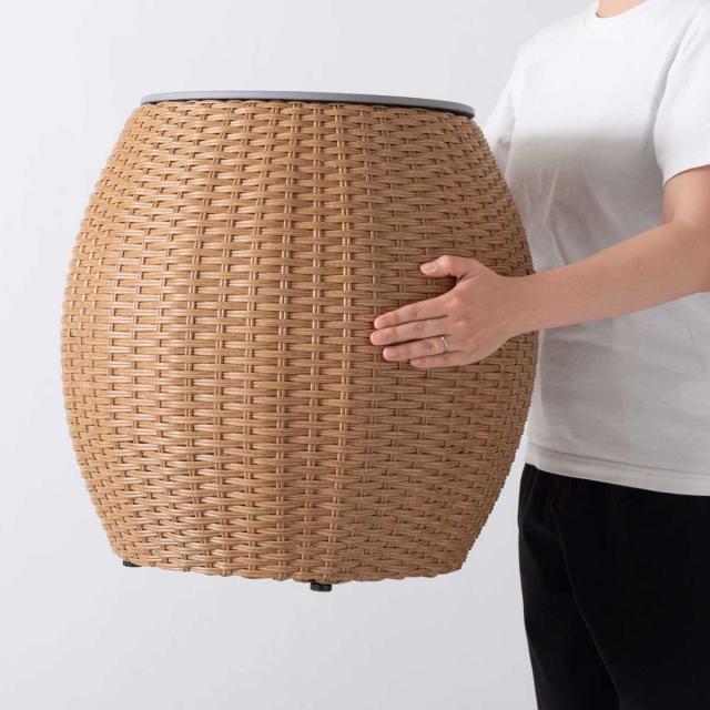 サイドテーブル 高さ50cm 円形 収納付き バレル （ ミニテーブル テーブル ラタン調 収納 ソファサイド ベッドサイド 丸テーブル プランターカバー ナイトテーブル コーヒーテーブル ベッドテーブル 玄関 ブランケット 小物収納 ）_15