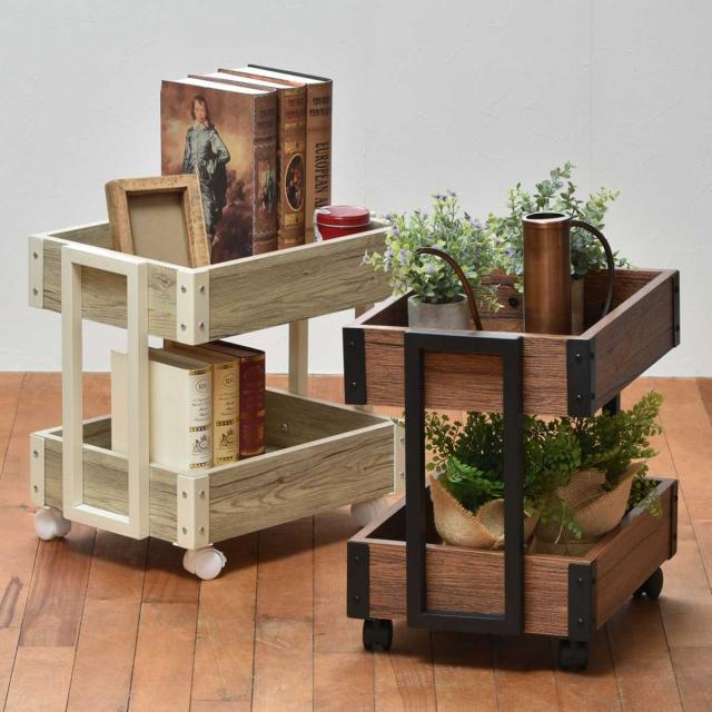 ウッドワゴン 2段 キャスターワゴン 幅46cm 送料無料 リビング 収納 ラック 収納ラック ワゴン サイドワゴン リビング収納 キャスターの通販はau Pay マーケット リビングート