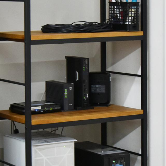 オープンラック 5段 ヴィンテージ調 天然木棚板 幅90cm （ ラック