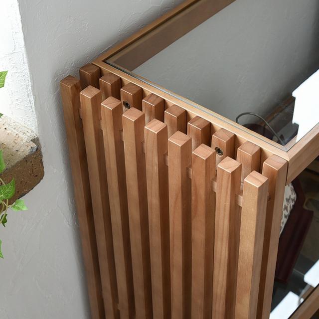 木製棚板とアイアンフレームのオープンシェルフ オープンラック 幅90cm 3段 ガラス天板 格子 天然木 FOREST