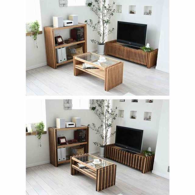 たけのこ　ガラス天板付き木製座卓 センターテーブル ガラス天板 天然木 FOREST 幅84cm （ ロー