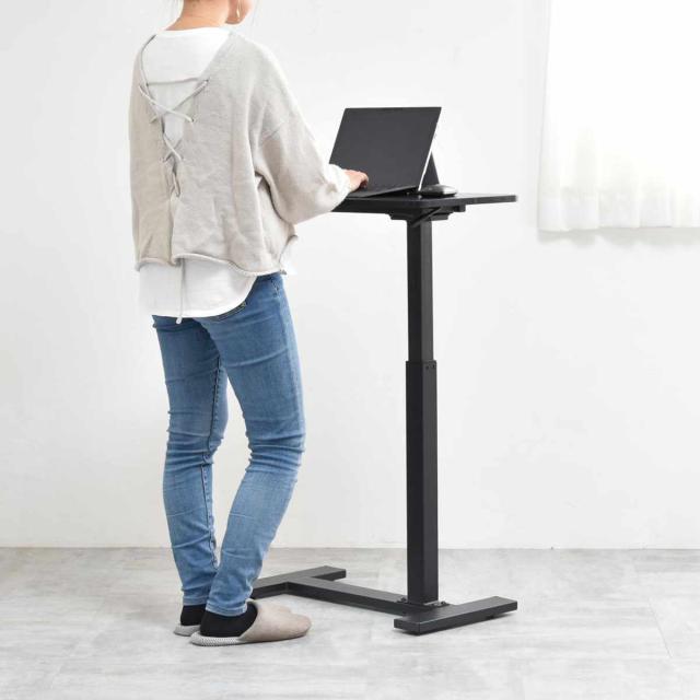 サイドテーブル 昇降式 高さ63.5〜91cm TaB （ テーブル 机 高さ調節 無段階 コの字型 キャスター付き コンパクト ソファサイドテーブル ソファサイド ベッドサイド 立ち作業 サブテーブル ミニテーブル 食事 介護 ）_16