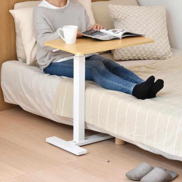 サイドテーブル 昇降式 高さ63.5〜91cm TaB （ テーブル 机 高さ調節 無段階 コの字型 キャスター付き コンパクト ソファサイドテーブル ソファサイド ベッドサイド 立ち作業 サブテーブル ミニテーブル 食事 介護 ）_18