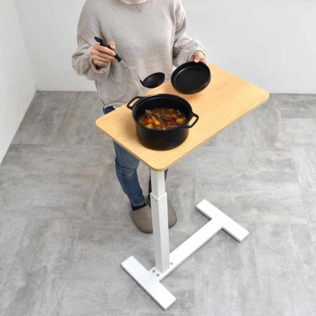 サイドテーブル 昇降式 高さ63.5〜91cm TaB （ テーブル 机 高さ調節 無段階 コの字型 キャスター付き コンパクト ソファサイドテーブル ソファサイド ベッドサイド 立ち作業 サブテーブル ミニテーブル 食事 介護 ）_19