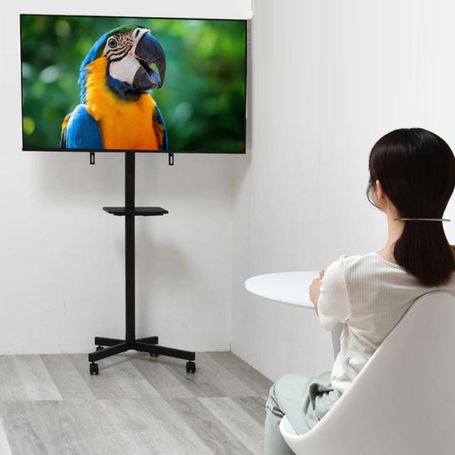 テレビスタンド 23型〜55型対応 キャスター付き 高さ調節 上下首振り 省スペース （ テレビ台 スタンド 伸縮 棚付 簡単組立 コーナー 角度調節 省スペース設計 ブラック ホワイト 安全ロック付 ）_4