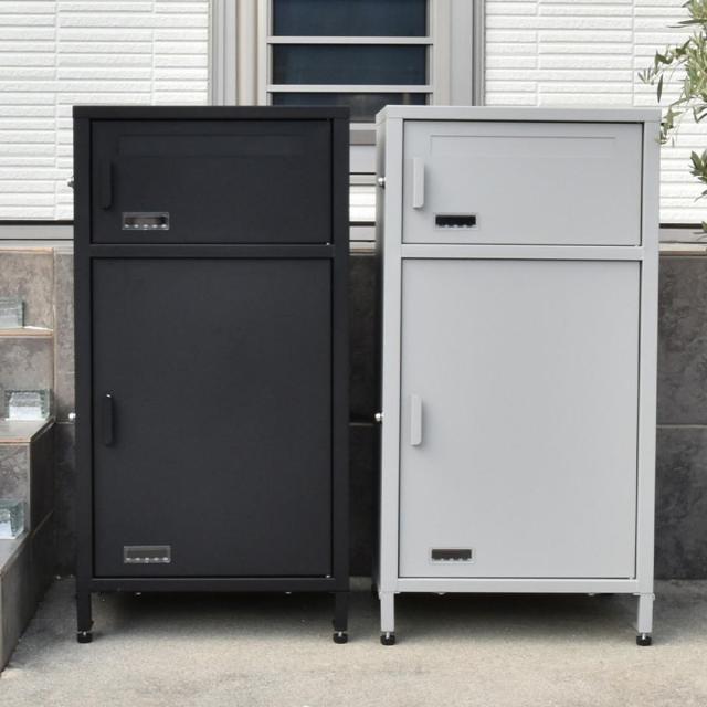 宅配ボックス 郵便ポスト Posten ポステン 半完成品 （ ポスト 宅配 ボックス 宅配ポスト 一戸建て用 スタンドポスト ポスト一体型 据え置き 置き配用ボックス 郵便 郵便受け 宅配BOX 2段 プッシュキー 鍵付き ）