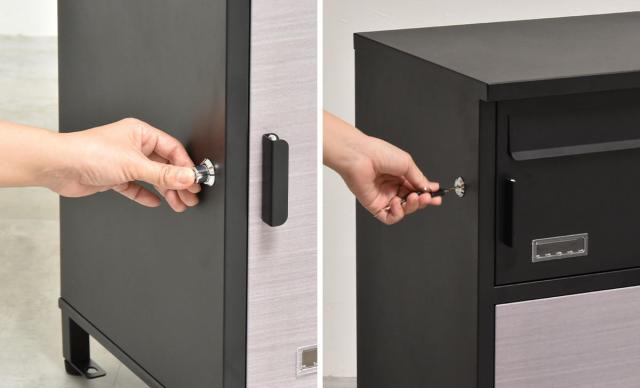 宅配ボックス 郵便ポスト Livre リヴレ （ ポスト 宅配 ボックス 宅配ポスト 一戸建て用 スタンドポスト ポスト一体型 据え置き 置き配用ボックス 郵便 郵便受け 宅配BOX 2段 プッシュキー シリンダー 鍵付き ）_11