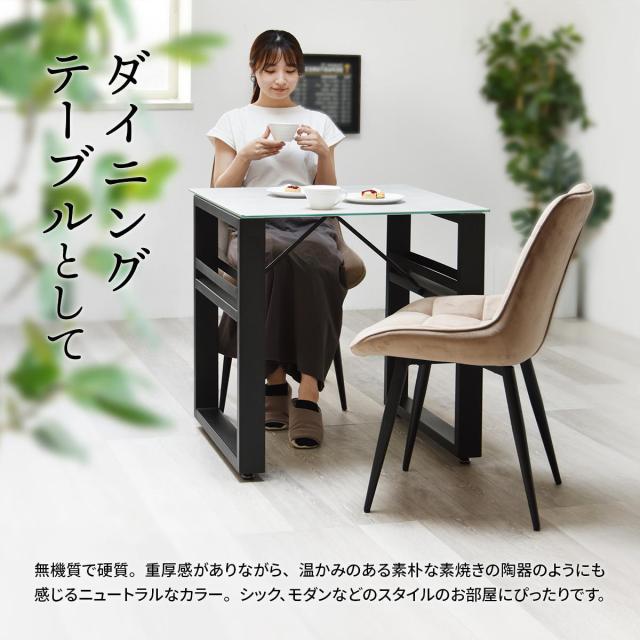 ダイニングテーブル＆チェア 3点セット 幅70cm セラミック天板 フェムトチェア （ ダイニングセット テーブル 食卓テーブル 2人掛け ダイニングチェア 収納付き 正方形 食卓机 石目天板 小物 調味料 収納 配線 熱 傷 強い デスク ）_12