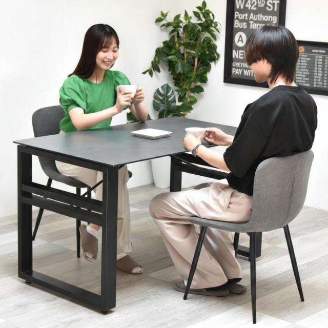 ダイニングテーブル＆チェア 3点セット 幅120cm セラミック天板 フェムトチェア （ ダイニングセット テーブル 食卓テーブル 2人掛け ダイニングチェア 収納付き 長方形 食卓机 石目天板 小物 調味料 収納 配線 熱 傷 強い デスク ）_13