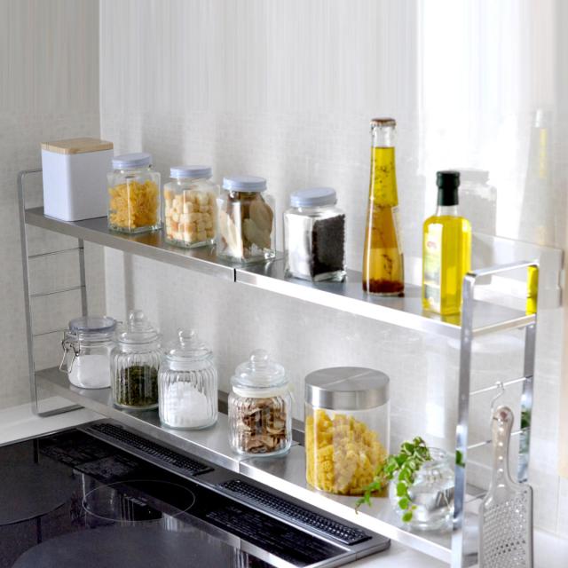 調味料ラック 伸縮スリムラック 幅52〜91cm フック付き bws SELECTION