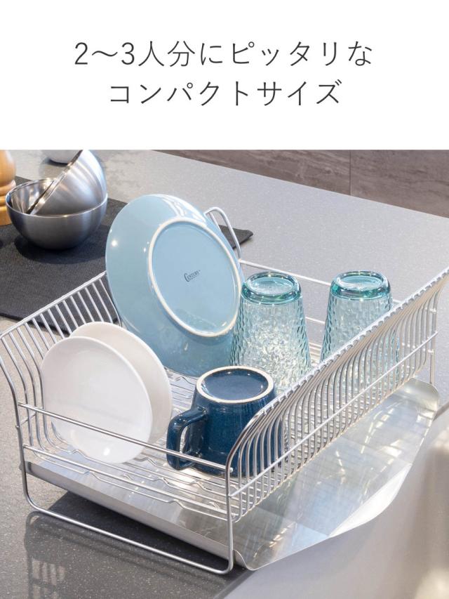 水切ラック hanauta ハナウタ コンパクト 横置き 縦置き カゴ＆トレイ （ 水切りかご ステンレス シンク横 食器乾燥ラック 日本製 水切り バスケット ラック 皿立て 受け皿 流れる サビにくい 丈夫 箸立て ）_6