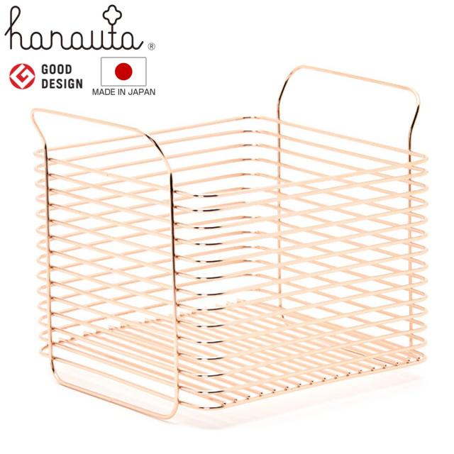 キッチンバスケット L hanauta ハナウタ ローズゴールド （ ワイヤーバスケット ワイヤーラック 収納バスケット ステンレス 日本製 かご 深型 収納かご 小物入れ 収納ボックス 整理ボックス キッチン 収納 ）
