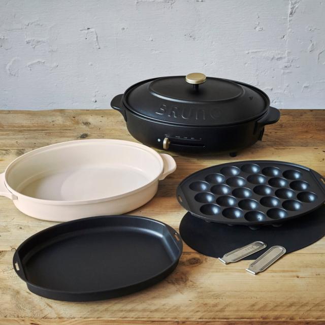 BRUNO オーバルホットプレート たこ焼きプレート付き 蓋付き