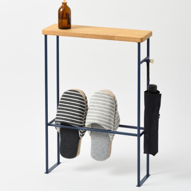 BRUNO スリッパラック 天板付きインテリアスリムラック スチール製