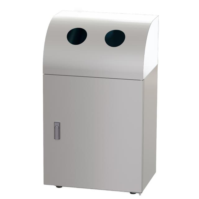 屋内用ゴミ箱 業務用ダストボックス 36L 幅50cm ビン・カン用タイプ リサイクルトラッシュ ステンレスヘアライン仕上げ （ 法人限定 ゴミ箱 ダストボックス 屋内 36リットル 分別ゴミ箱 分別 ビン カン 中容器付き ）