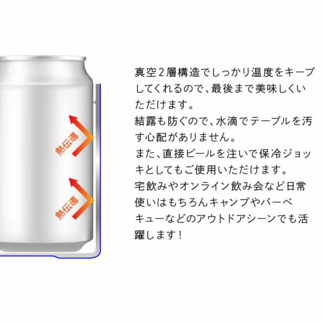 ビールジョッキ 350ml BEER GOMUG ステンレス （ 缶ホルダー