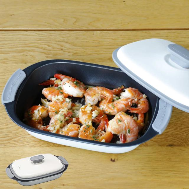 レンジパン 長方形 フタ付き 食洗機対応 電子レンジ調理器具 copan レンジグリル （ コパン グリルパン 電子レンジ専用 調理器 魚焼き器 グリルプレート 角型 グリルトレー 蓋付き 耐熱皿 ふっ素加工 レシピ付き ）の通販は 5,143円