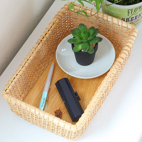 ラタン　籠　収納籠　バスケット ちどり産業 ナンタケットバスケット 幅37×奥行27×高さ20cm 籐