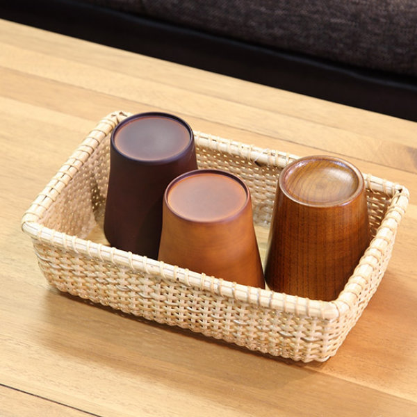 ラタン　籠　収納籠　バスケット ちどり産業 ナンタケットバスケット 幅37×奥行27×高さ20cm 籐