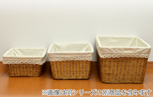 バスケット 天然素材 レース Lサイズ 収納 （ 幅51.5×奥行36.5