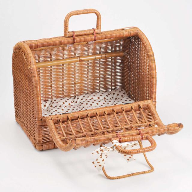 ペットベッド ラタン ペットキャリー クッション付き 天然素材 （ ペット用キャリー ペットハウス 犬用 猫用 ペット用 コンパクト おしゃれ ベッド ハウス キャットハウス ドッグハウス ペット用キャリーバッグ ）の通販は