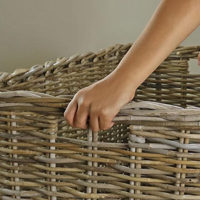 藤ラタン細工   持ち手付きカゴ  バスケット 大きめ アンティーク 藤ラタン細工 持ち手付きカゴ バスケット 大きめ アンティーク