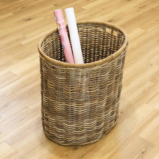 バスケット ラタン 幅66×奥行53×高さ69 持ち手付き かご 大きい （ 収納 カゴ 天然素材 コボ 取っ手付き 大 特大 小物入れ 収納かご 収納バスケット 深型 編み おしゃれ 大容量 籐かご ラタンバスケット キッチン リビング 丈夫 ）