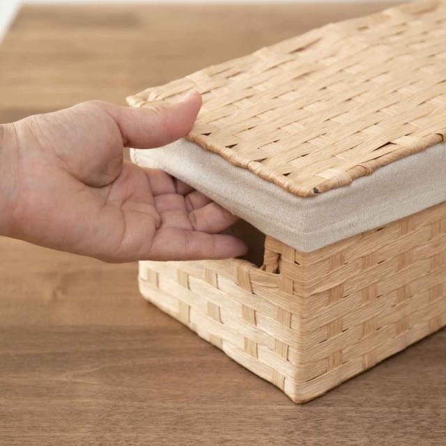 収納ペーパーベッド ちどり産業 収納 バスケット ペーパーバスケット ふた付き 58-90