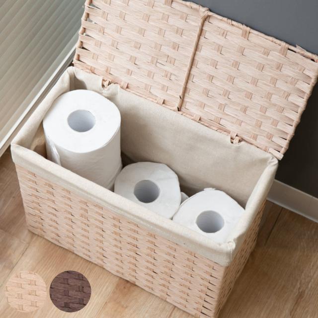 かご バスケット 3点セットエコクラフト トイレットペーパー収納 小物入れ ちどり産業 バスケット PPバスケット 幅33×奥行25×高さ12cm 小物