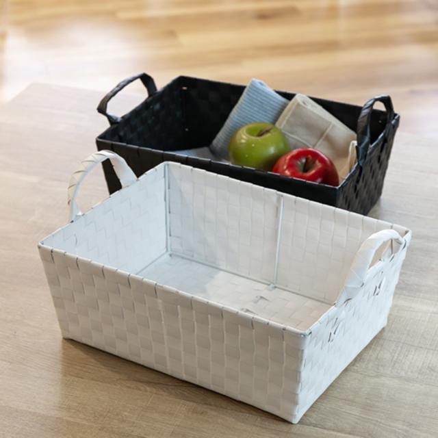 バスケット PPバスケット 幅33×奥行25×高さ12cm 小物収納 取っ手付き