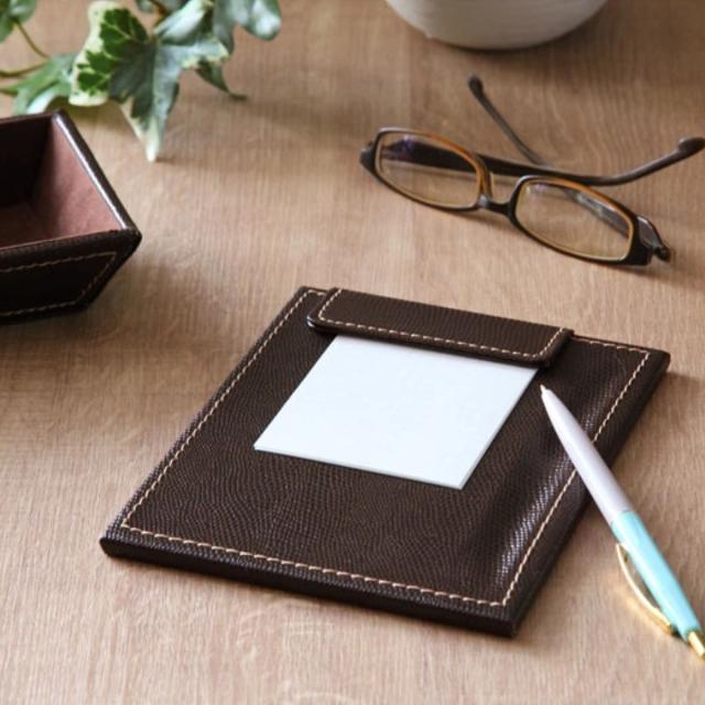 SOMESメモバッドホルダー メモホルダー レザー風 ビジネス メモパッド 横14×縦17.5cm