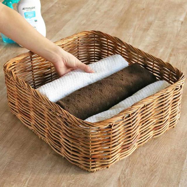 バスケット アラログ 収納 幅45×奥行40×高さ17cm ラタン 籐 かご