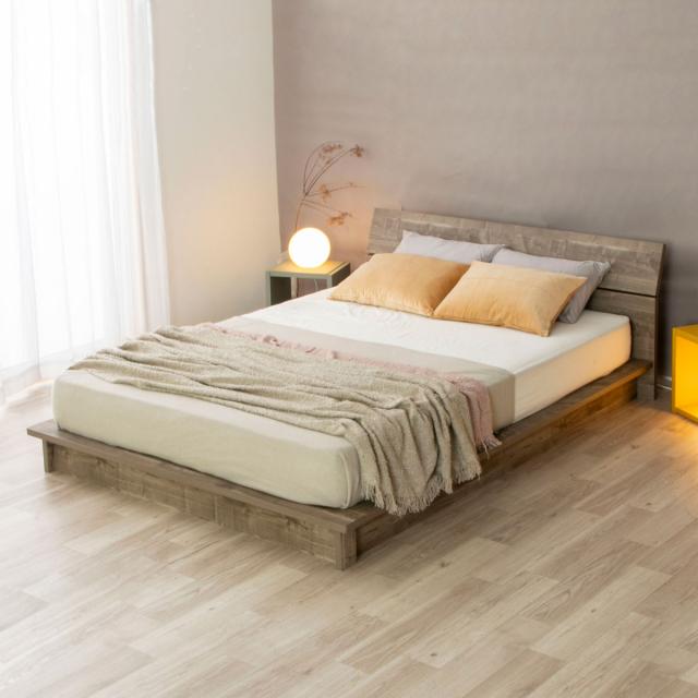 ローベッド ダブル Apel LUKA すのこ 廃材再利用 （ ベッド ベット フロアベッド ベッドフレーム 低い 木目調 地球温暖化防止 北欧 モダン ナチュラル ）