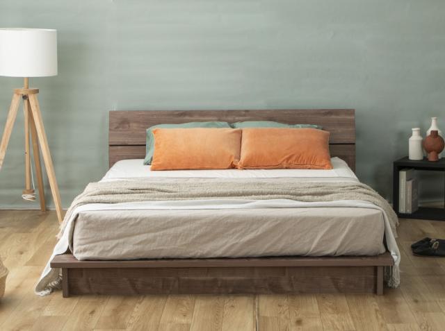 ローベッド ダブル Apel LUKA すのこ 廃材再利用 （ ベッド ベット フロアベッド ベッドフレーム 低い 木目調 地球温暖化防止 北欧 モダン ナチュラル ）